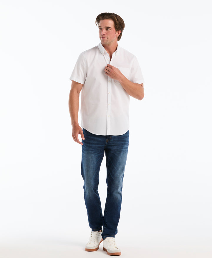 Cotton Dobby Check Shirt (Bright White) 