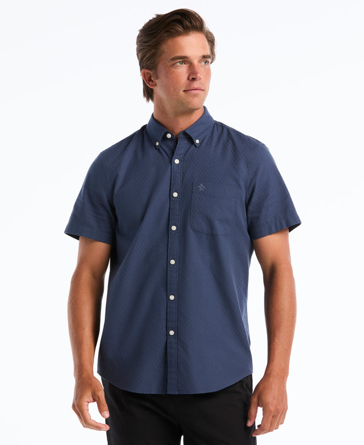 Dobby Check Pocket Shirt-Shirts-Sargasso Sea-XS-Original Penguin