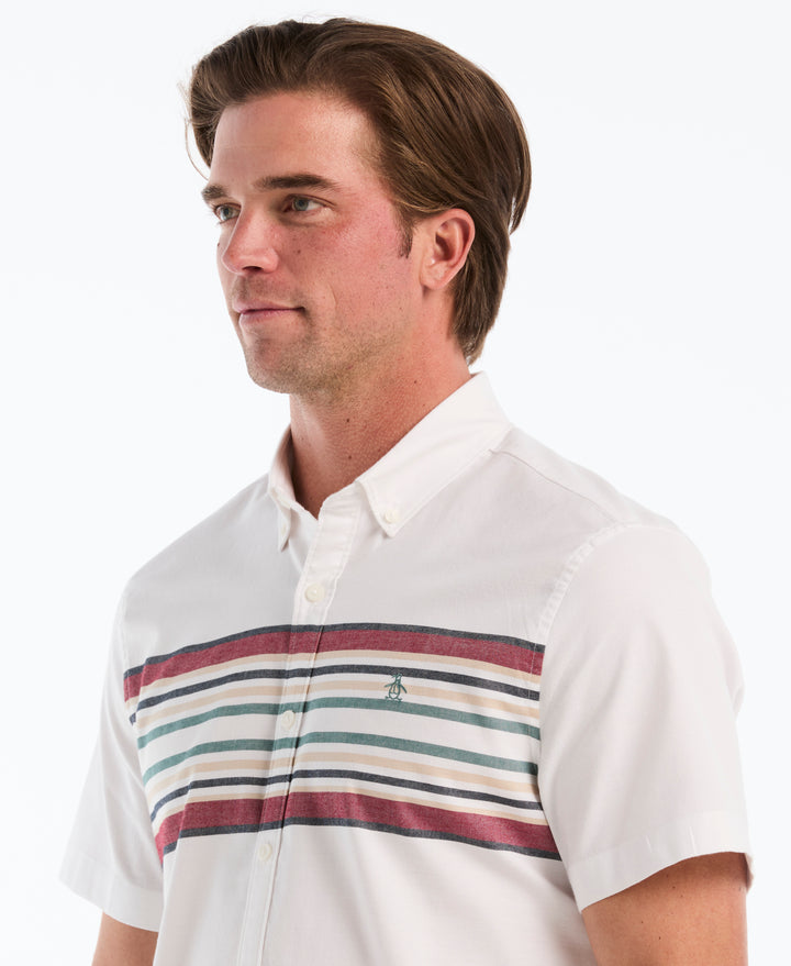 Dobby Chest Striped Shirt (Bright White) 