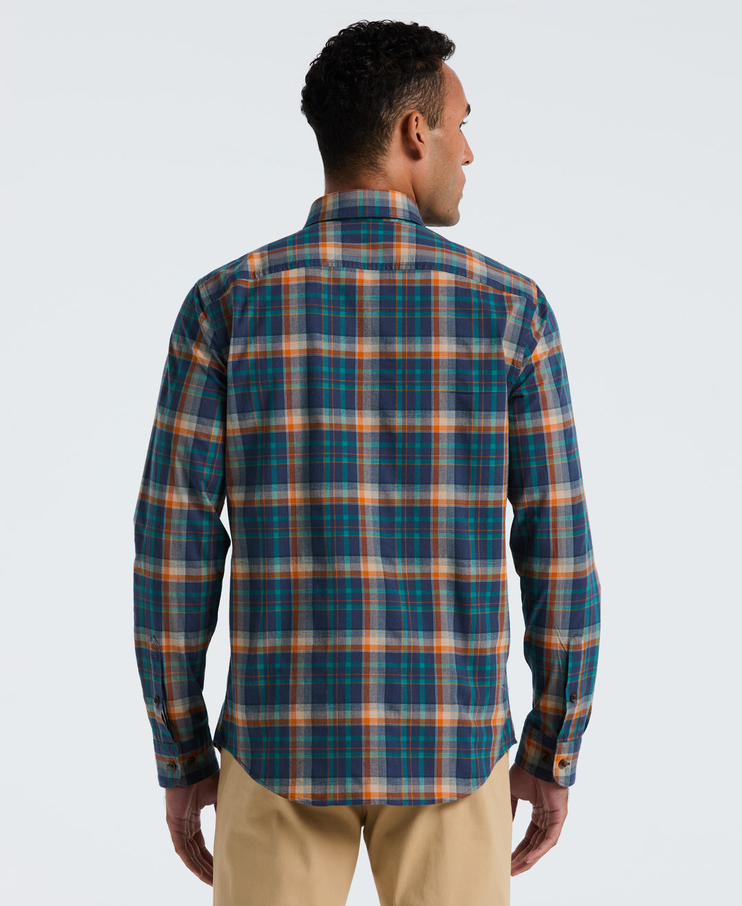 Cotton Dobby Plaid Long Sleeve Shirt (Sargasso Sea) 