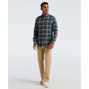 Cotton Dobby Plaid Long Sleeve Shirt (Sargasso Sea) 