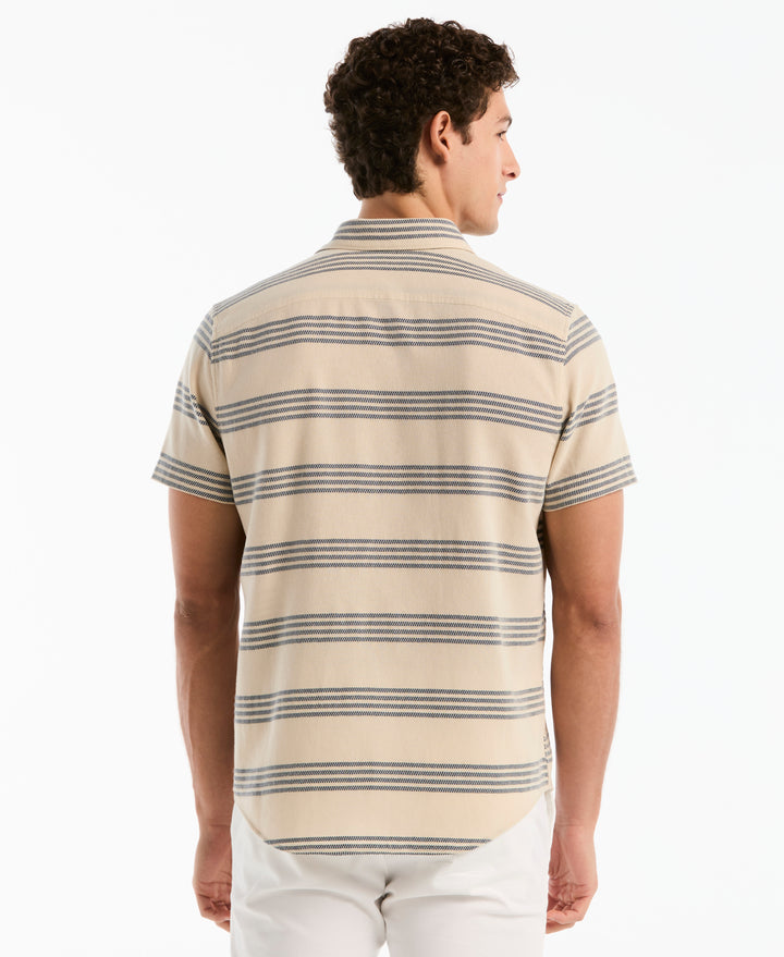 Dobby Striped Text Cotton Shirt (Birch) 