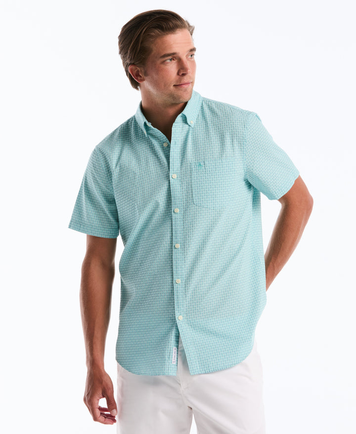 Cotton Dobby Striped Plaid Shirt (Plume) 