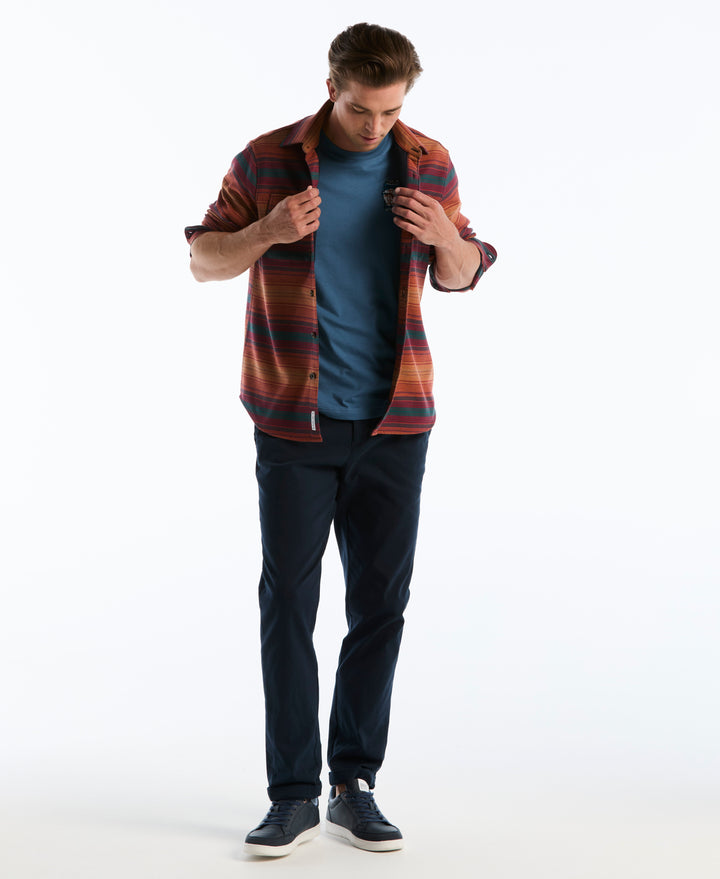 Double Cloth Stripe Overshirt (Dark Sapphire) 
