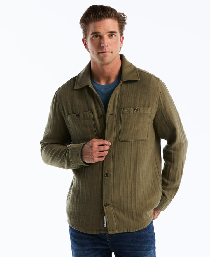 Cotton Doublecloth Overshirt (Dusty Olive) 