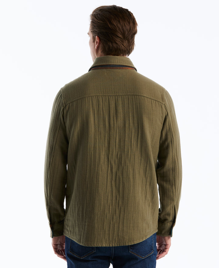 Cotton Doublecloth Overshirt (Dusty Olive) 