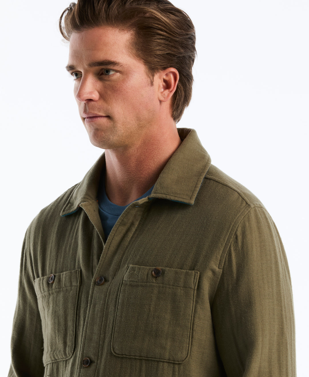 Cotton Doublecloth Overshirt (Dusty Olive) 