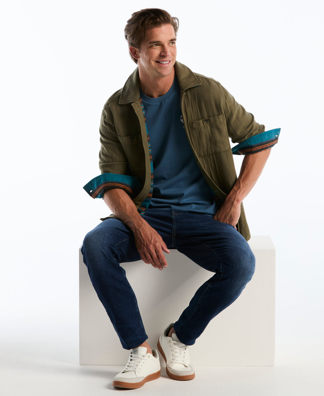 Cotton Doublecloth Overshirt (Dusty Olive) 