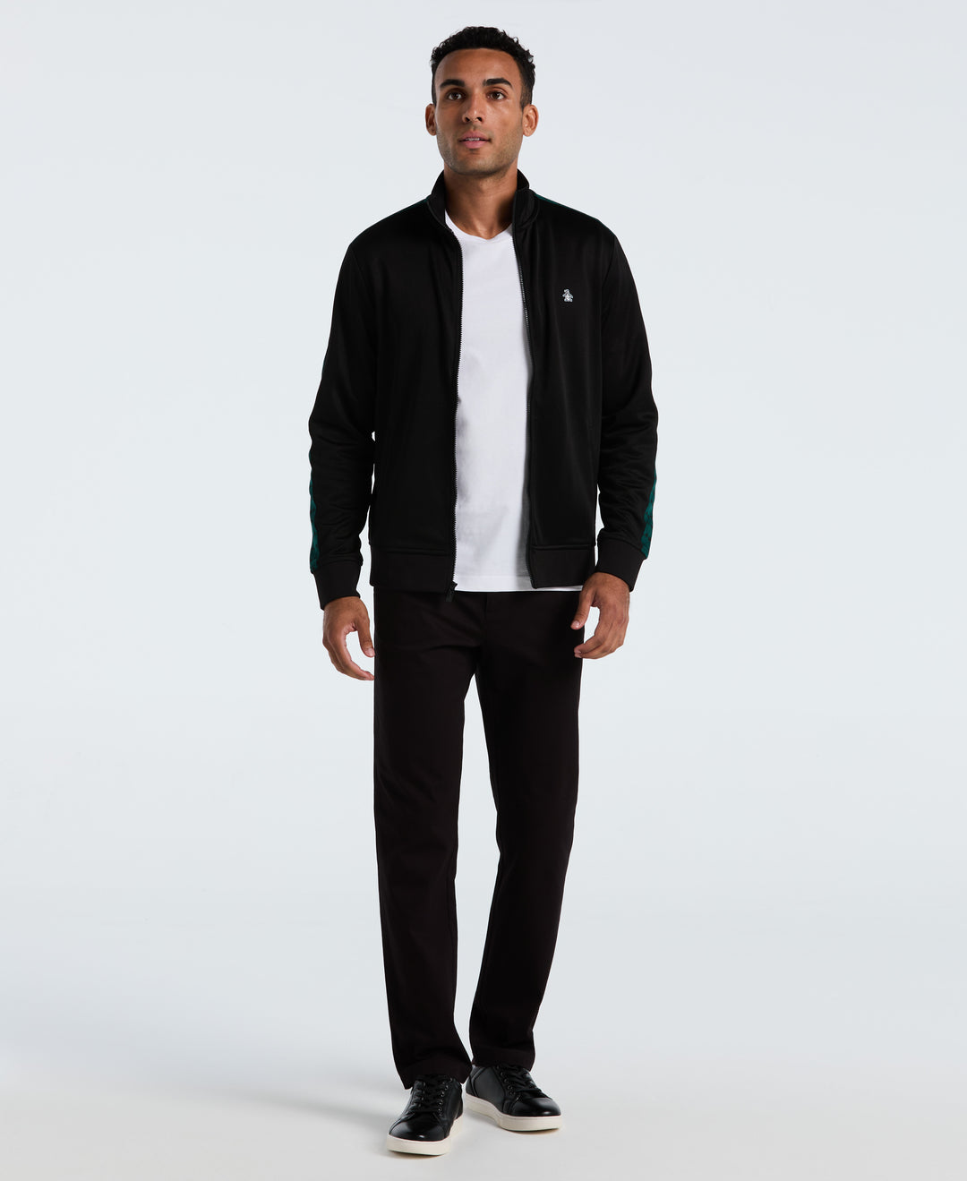 Double Knit Track Jacket with Novelty Tape (True Black) 