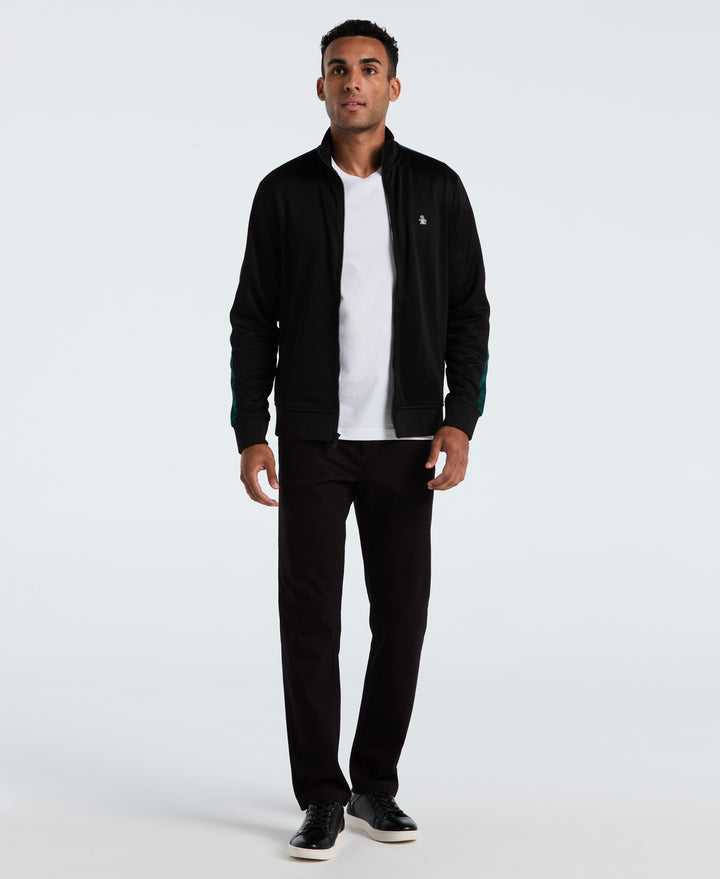 Double Knit Track Jacket with Novelty Tape (True Black) 