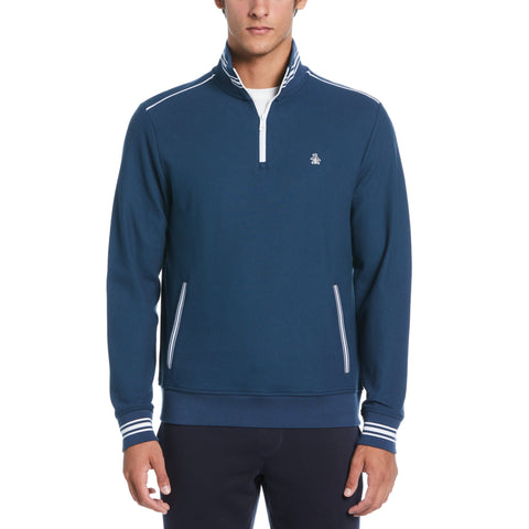 Double Knit Pique 1/4 Zip Track Jacket  (Blue Wing Teal) 