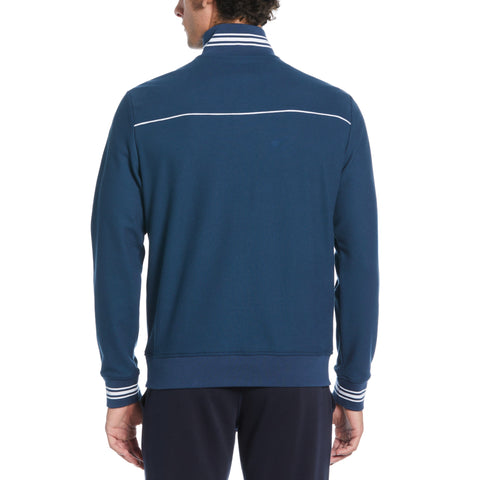 Double Knit Pique 1/4 Zip Track Jacket  (Blue Wing Teal) 