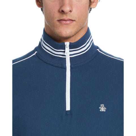 Double Knit Pique 1/4 Zip Track Jacket  (Blue Wing Teal) 