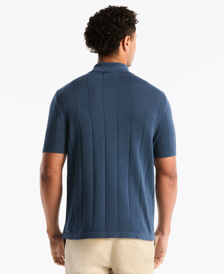 Drop Needle Button Front Sweater Polo (Sargasso Sea) 