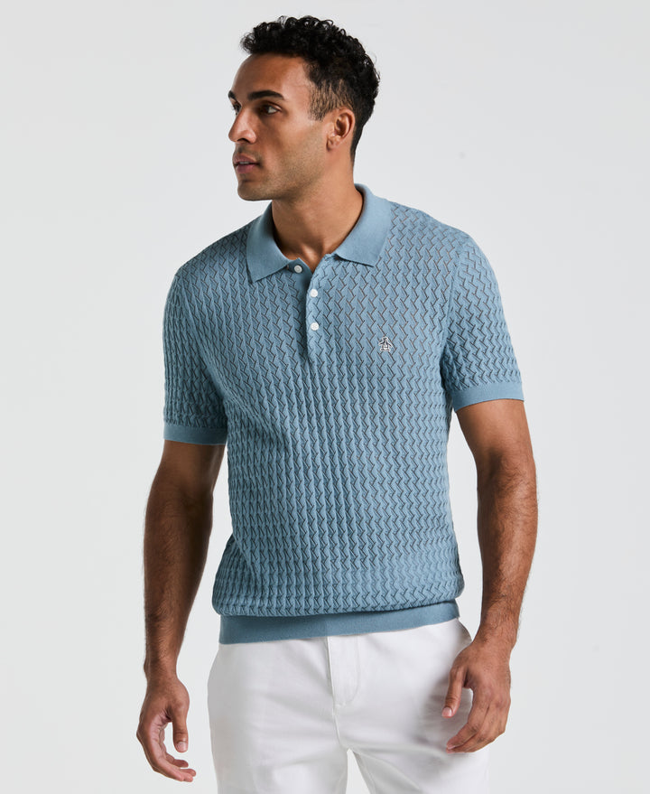 Drop Needle Textured Sweater Polo (Citadel) 
