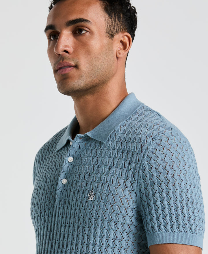 Drop Needle Textured Sweater Polo (Citadel) 
