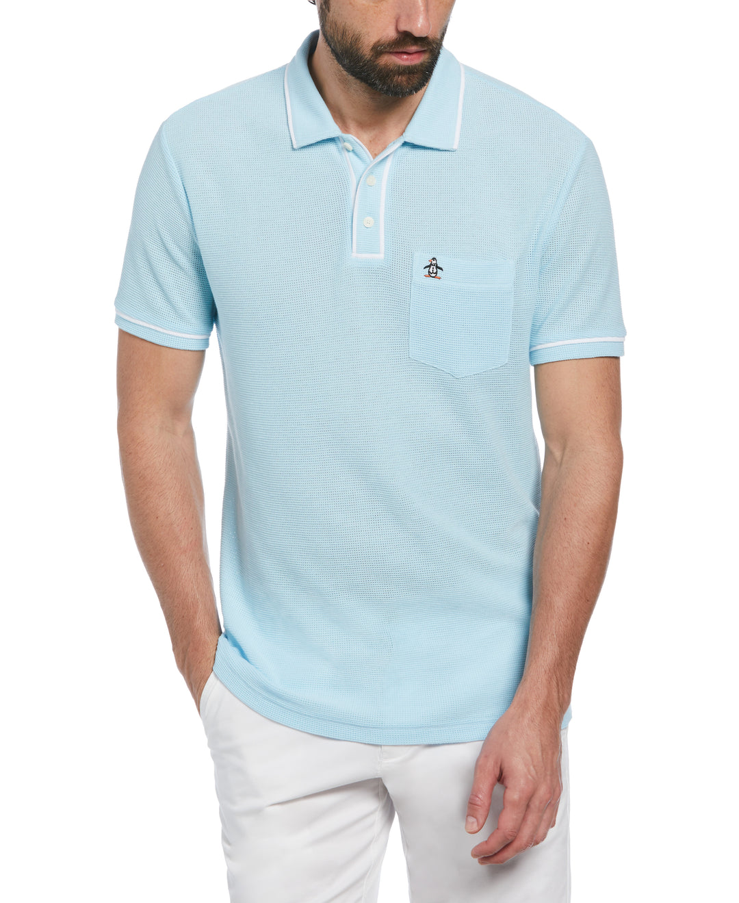 Earl Mesh Cotton Polo Shirt (Cool Blue) 