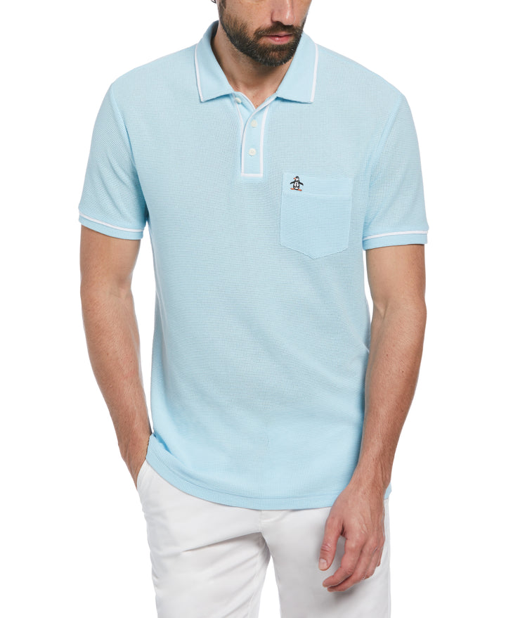 Earl Mesh Cotton Polo Shirt (Cool Blue) 