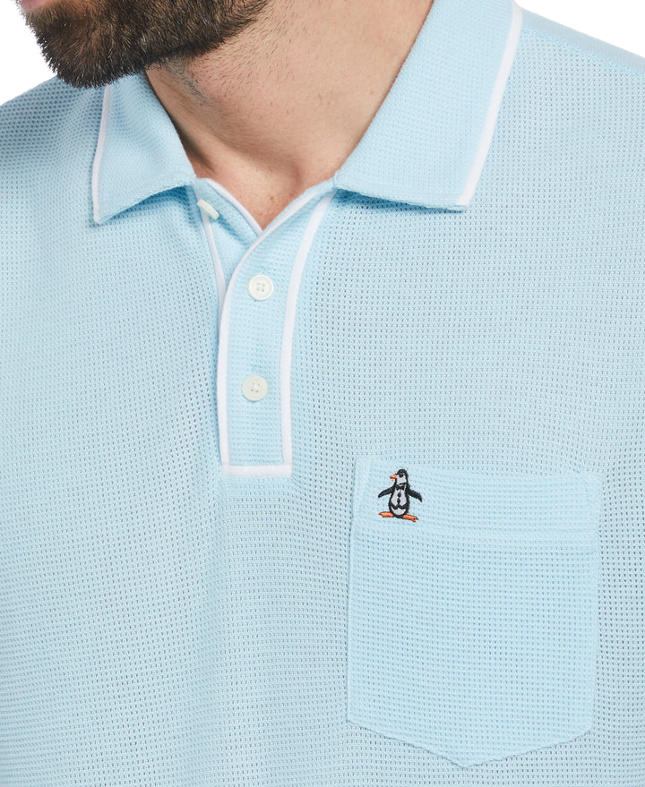 Earl Mesh Cotton Polo Shirt (Cool Blue) 