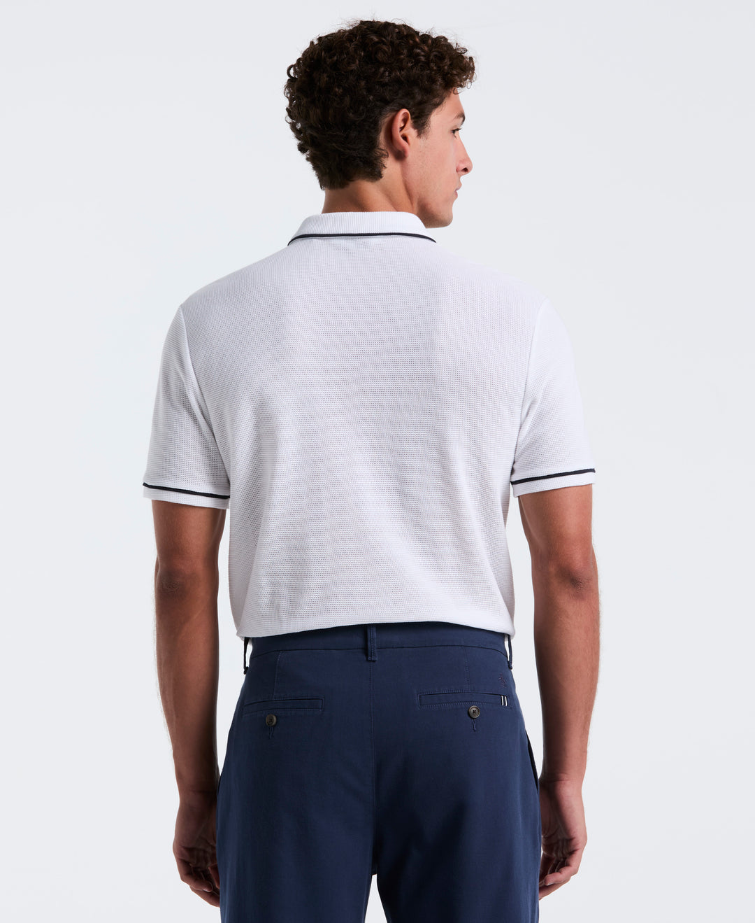 Earl Mesh Cotton Polo Shirt (Bright White) 