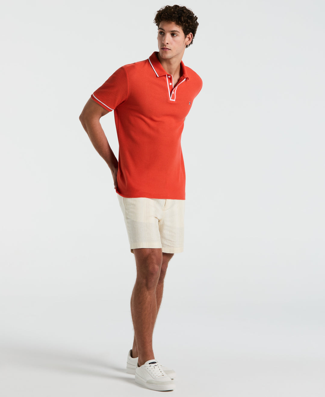 Earl Mesh Cotton Polo Shirt (Red Clay) 