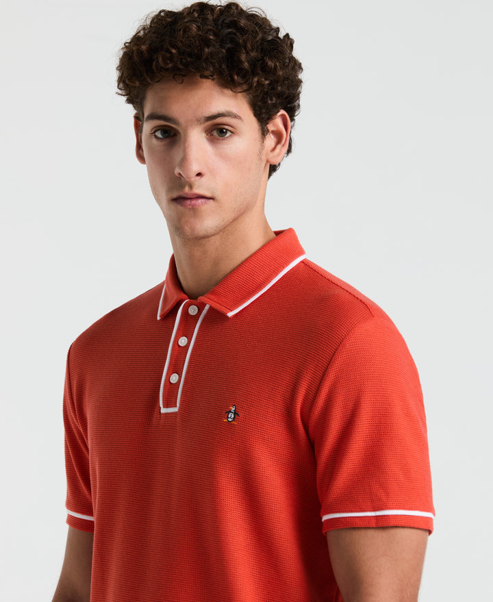Earl Mesh Cotton Polo Shirt (Red Clay) 