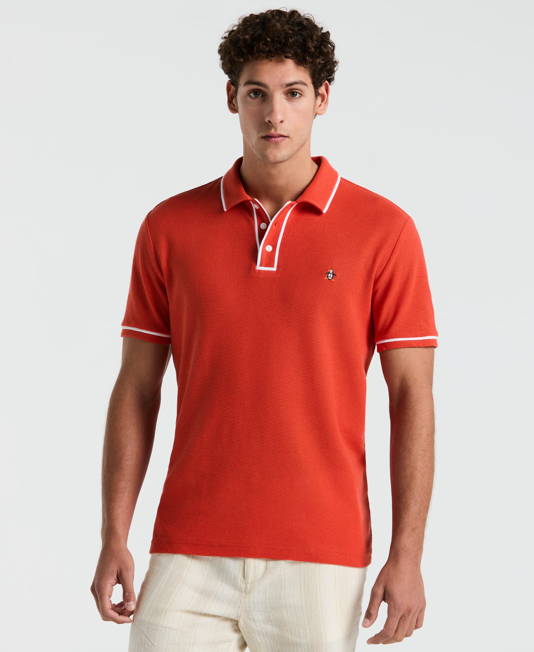 Earl Mesh Cotton Polo Shirt (Red Clay) 