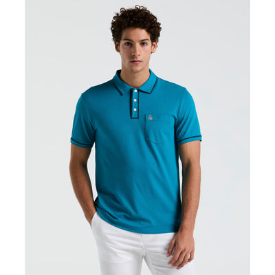 Earl Pique Short Sleeve Polo Shirt (Mosaic Blue) 