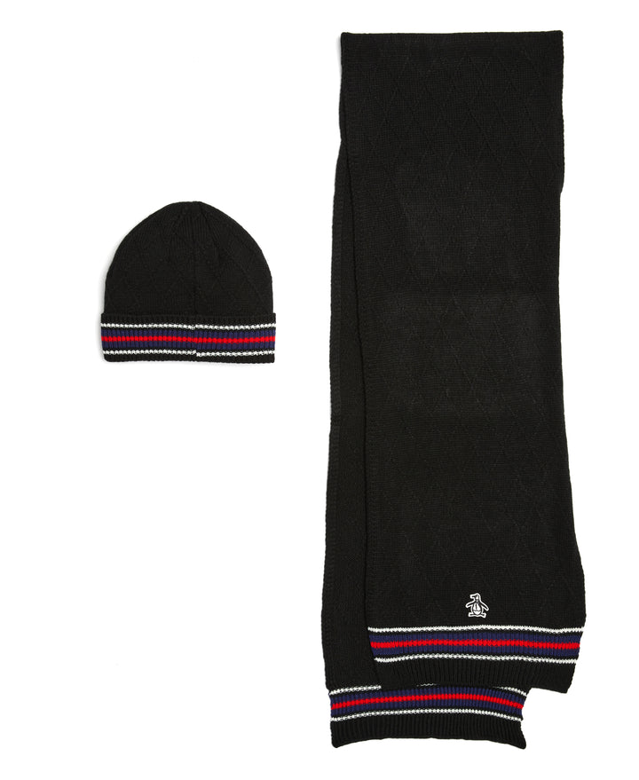 Fashion Beanie And Scarf Set (True Black) 