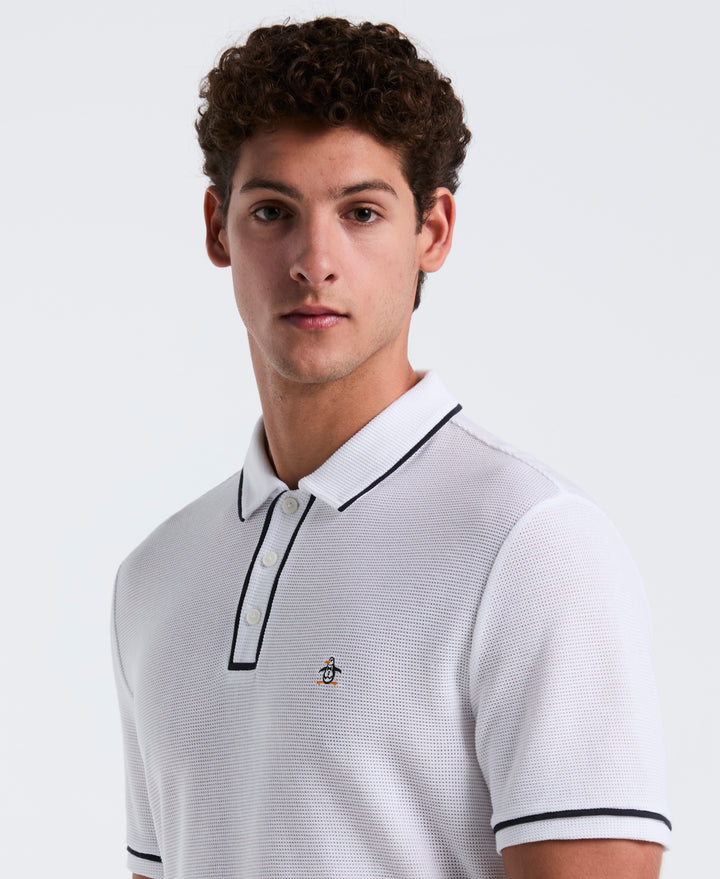 Earl Mesh Cotton Polo Shirt (Bright White) 
