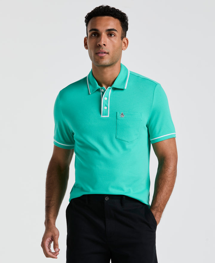 Earl Pique Short Sleeve Polo Shirt (Aqua Green) 