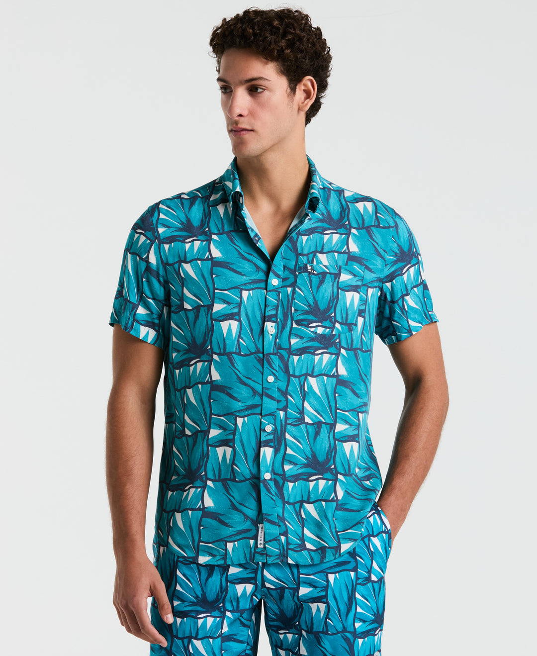 EcoVero™ Agave Tiles Print Shirt-Shirts-Exotic Plume-XS-Original Penguin