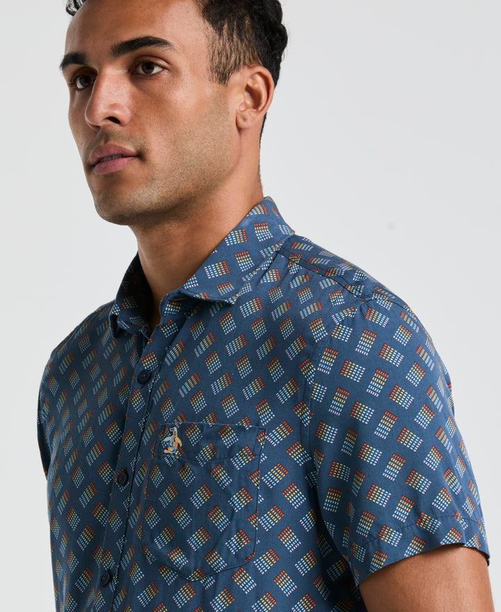 EcoVero Pride All-Over Tossed Stripe Shirt (Sargasso Sea) 