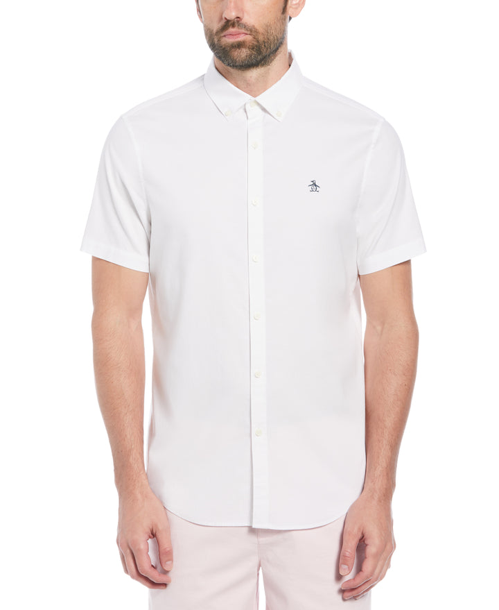 EcoVero Oxford Stretch Short Sleeve Button-Down Shirt (Bright White) 