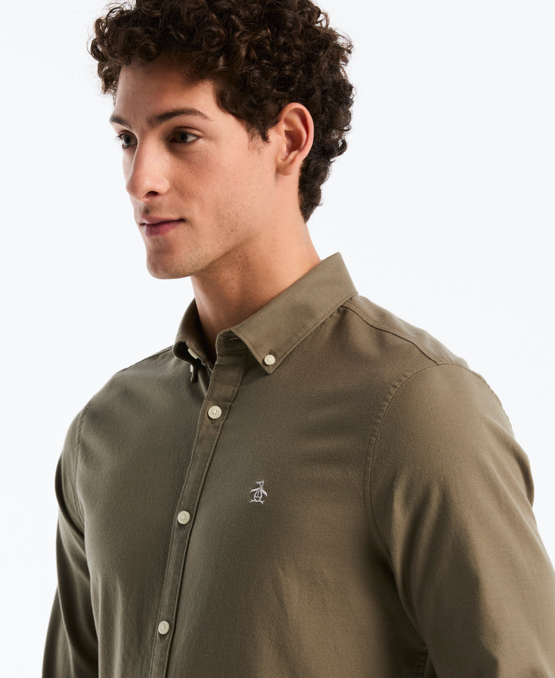 EcoVero Oxford Stretch Long Sleeve Shirt (Dusty Olive) 