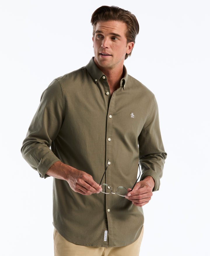 EcoVero Oxford Stretch Long Sleeve Shirt (Dusty Olive) 