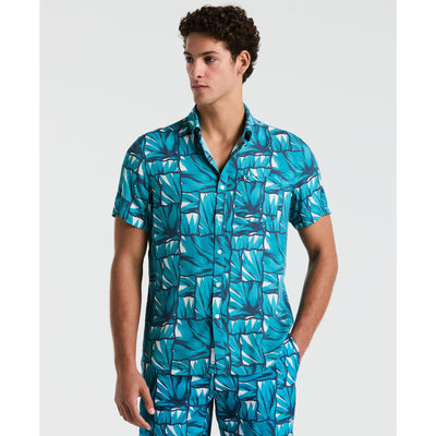Eco Allover Print Agave Tiles Short Sleeve Shirt (Exotic Plume) 