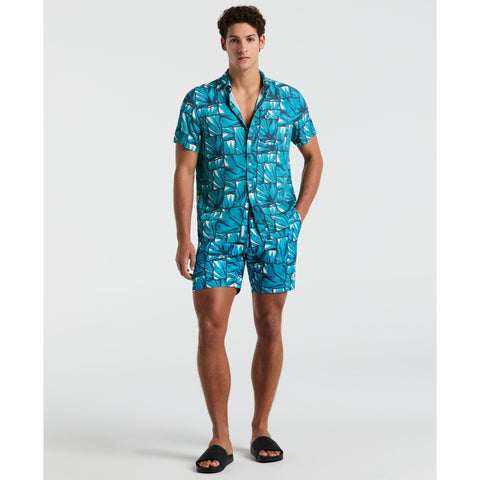 Eco Allover Print Agave Tiles Short Sleeve Shirt (Exotic Plume) 