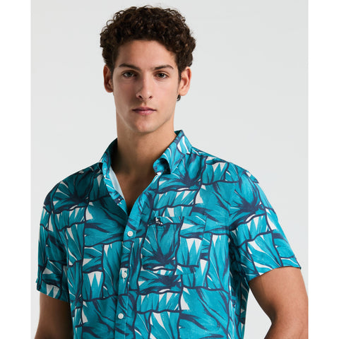 Eco Allover Print Agave Tiles Short Sleeve Shirt (Exotic Plume) 