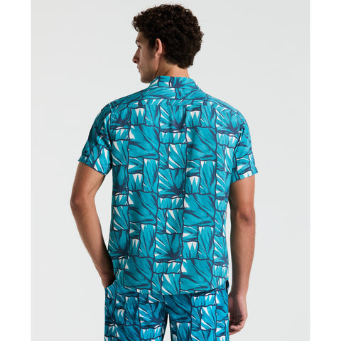 Eco Allover Print Agave Tiles Short Sleeve Shirt (Exotic Plume) 