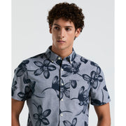 EcoVero™ Blend Floral Print Chambray Shirt (Dark Sapphire) 