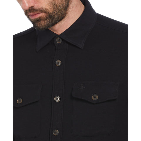 EcoVero™ Blend Loop Back Overshirt (True Black) 