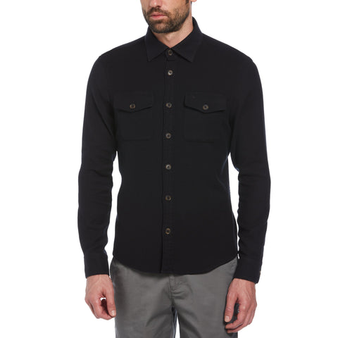 EcoVero™ Blend Loop Back Overshirt (True Black) 