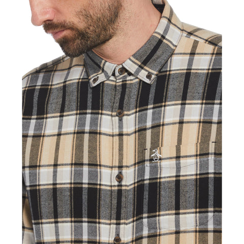 EcoVero™ Blend Plaid Flannel Shirt (True Black) 