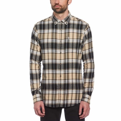 EcoVero™ Blend Plaid Flannel Shirt (True Black) 