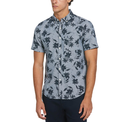 Chambray Stretch Floral Shirt  (Blue Wing Teal) 