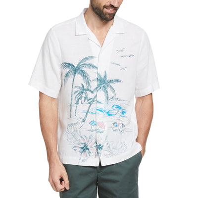 EcoVero™ Blend Beach Print Shirt (Bright White) 