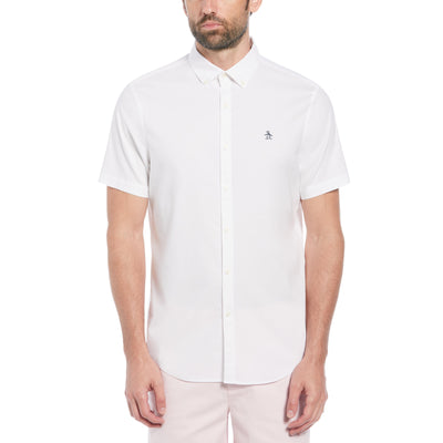 EcoVero Oxford Stretch Short Sleeve Button-Down Shirt (Bright White) 
