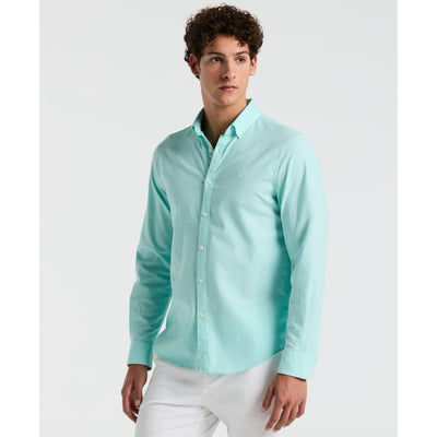 EcoVero Oxford Stretch Long Sleeve Shirt (Blue Tint) 