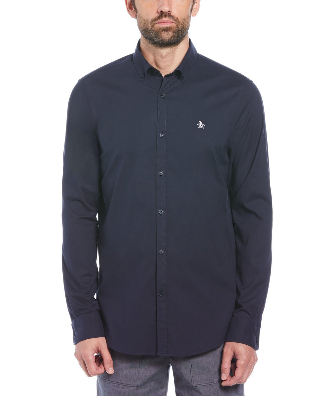 EcoVero Oxford Stretch Long Sleeve Shirt (Dark Sapphire) 